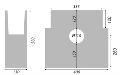 Betonová vpusť A15 s pozinkovanou mříží H120 333x130x380 mm